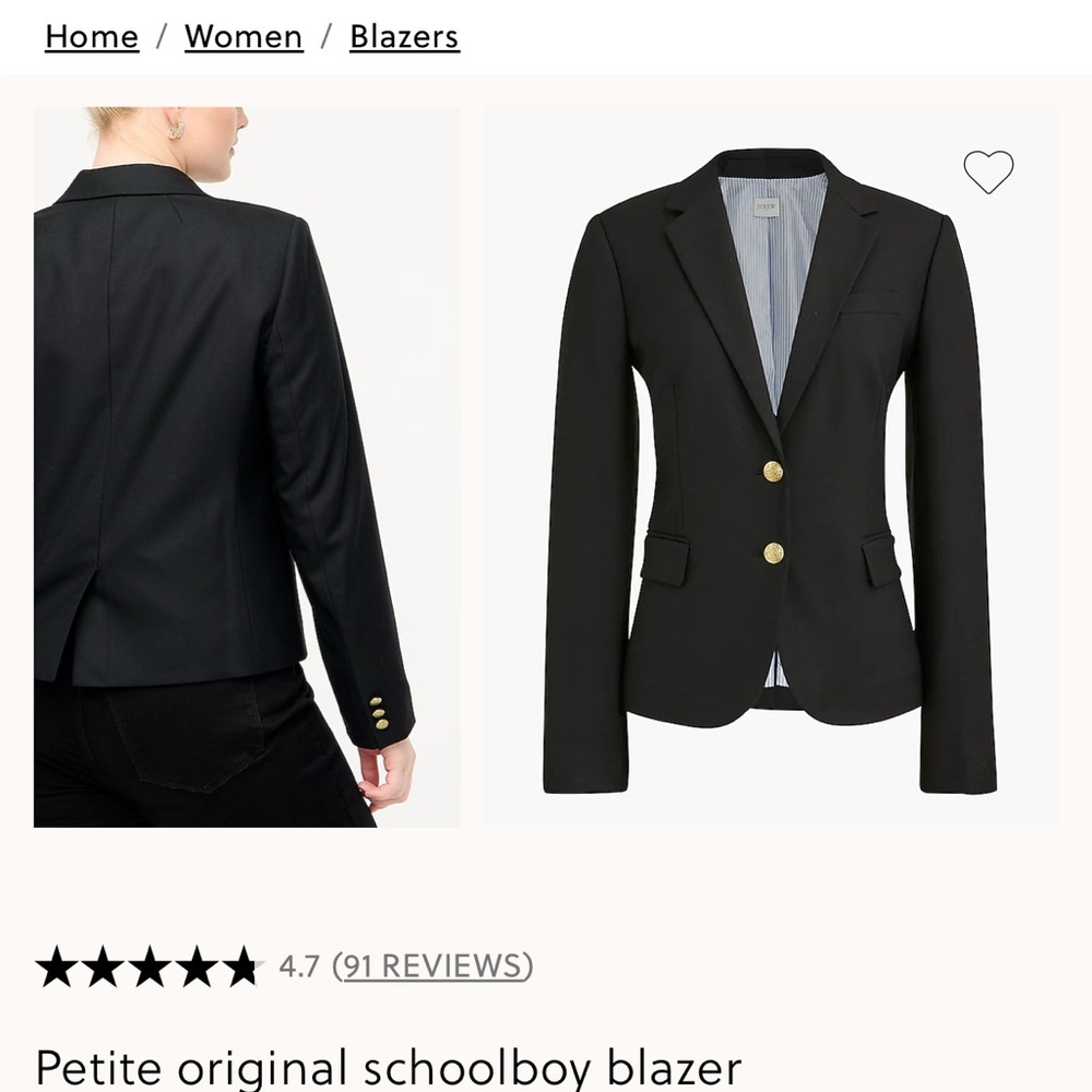 Jcrew Schoolboy Blazer Black with Gold Buttons